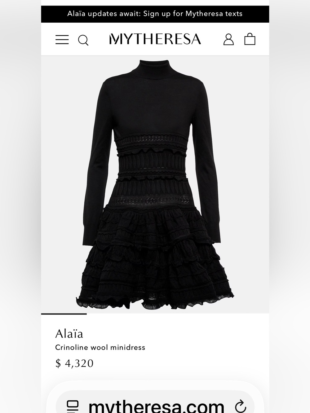 Alaïa Long-Sleeved Crinoline Dress - Picture 4 of 11